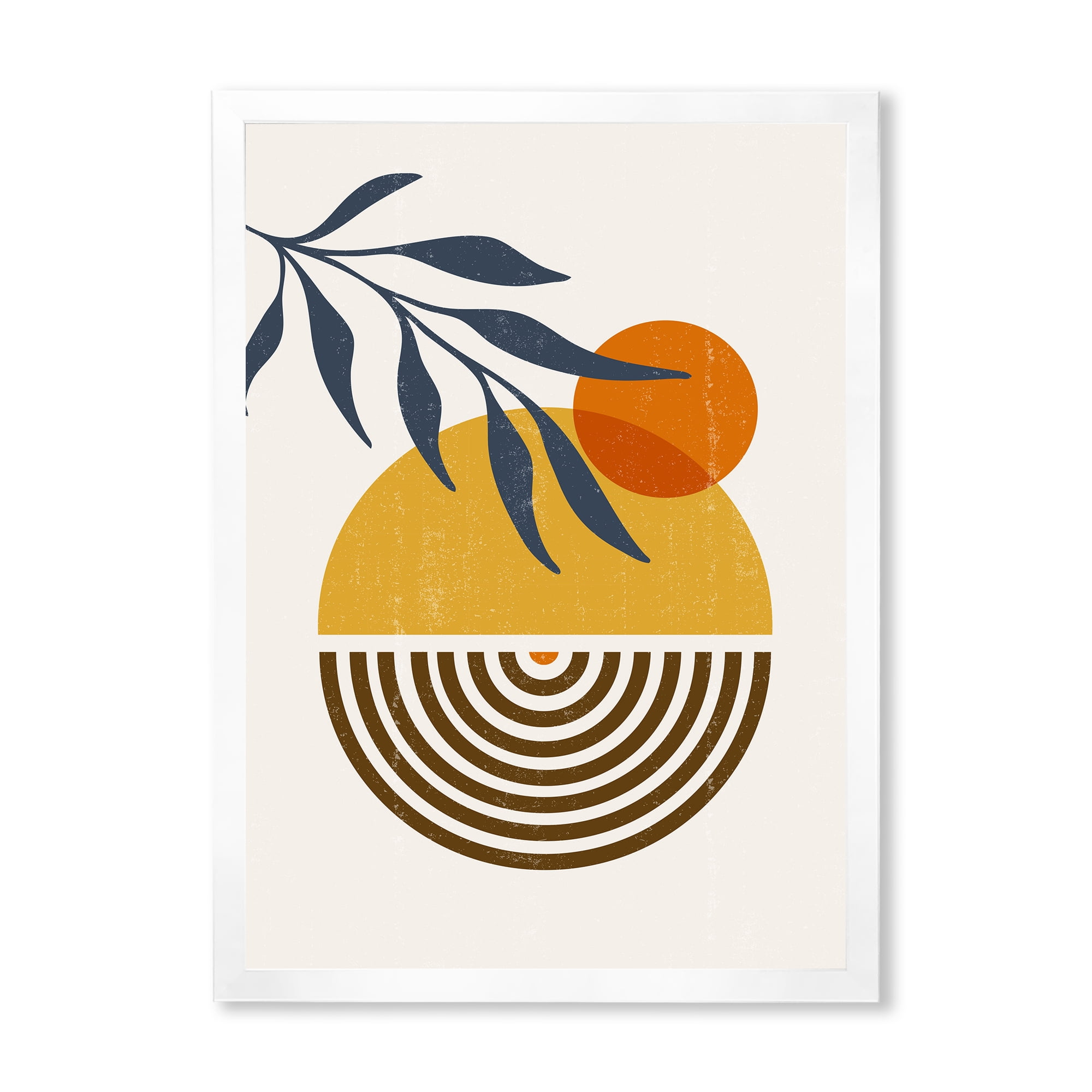 Designart 'Abstract Shapes With Botanical Minimalist Leaf IV' Modern Framed Art Print