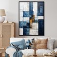 thumbnail image 1 of Designart "Abstract Shapes With Indigo Illusion V" Abstract Shapes Floater Framed Wall Decor, 1 of 5