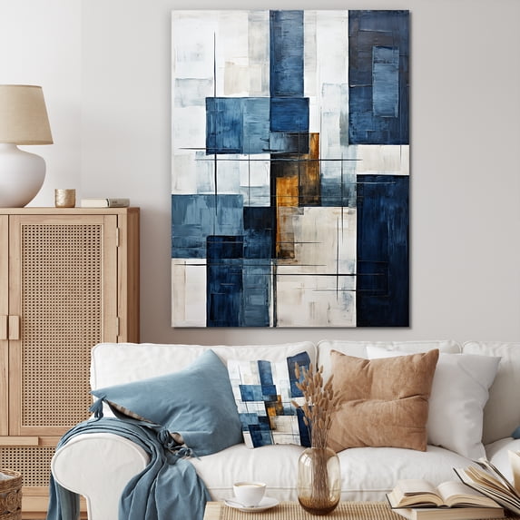 Designart "Abstract Shapes With Indigo Illusion V" Abstract Shapes Wall Decor