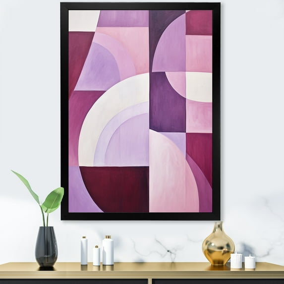 Designart "Abstract Shapes With Mauve Motion" Abstract Shapes Picture Framed Canvas Wall Art