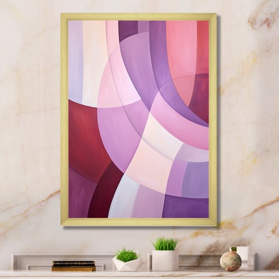 Designart "Abstract Shapes With Mauve Motion I" Abstract Shapes Picture Framed Canvas Prints