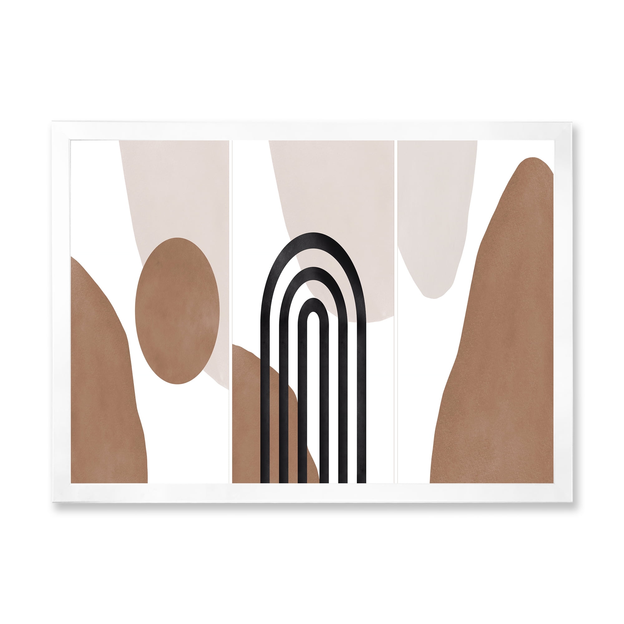 Designart 'Abstract Shapes in Ivory and Terracotta Shapes II' Modern Framed Art Print