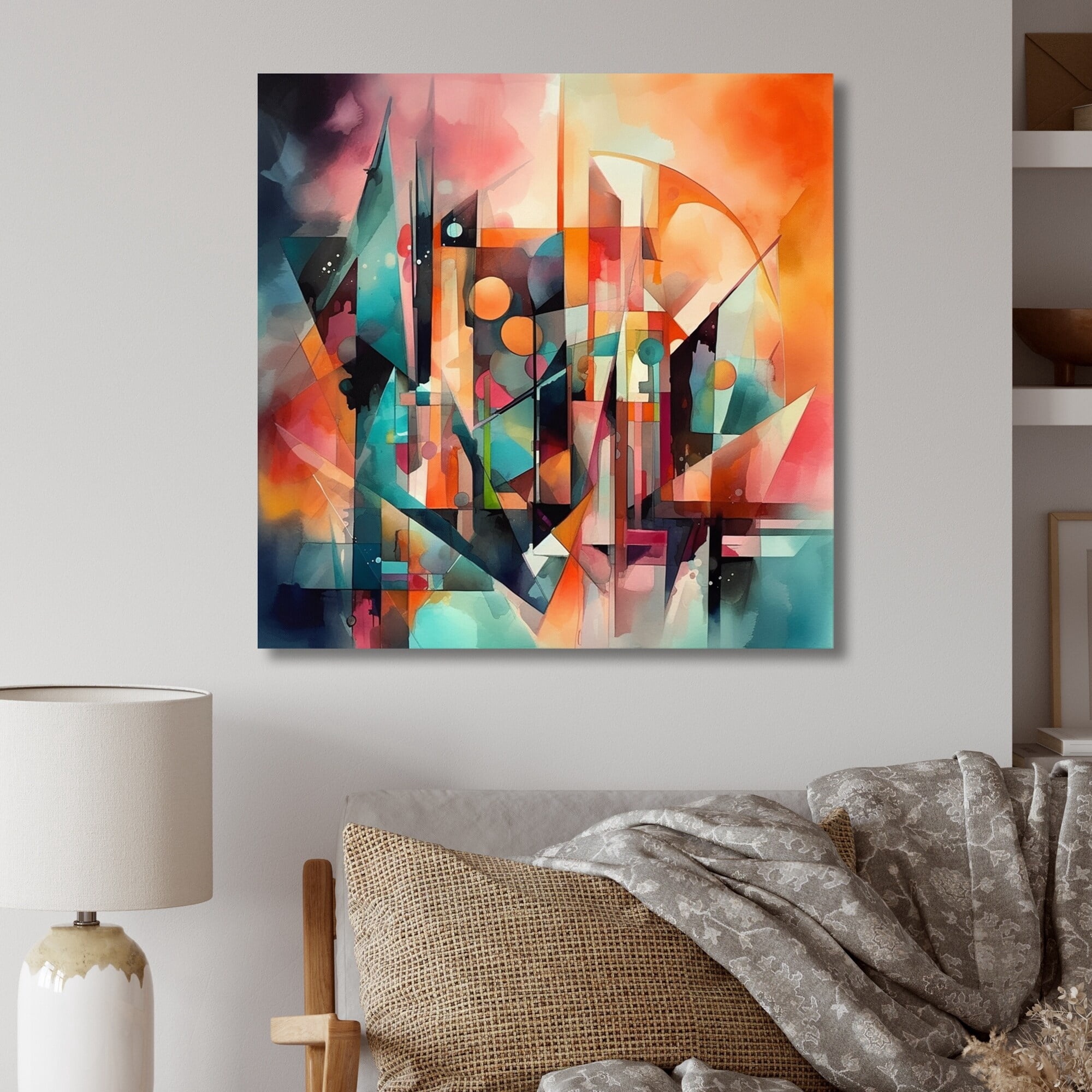 Curated visual reference: Fresh Look at Designart Abstract Space Visions In Red And Green Modern Geometric