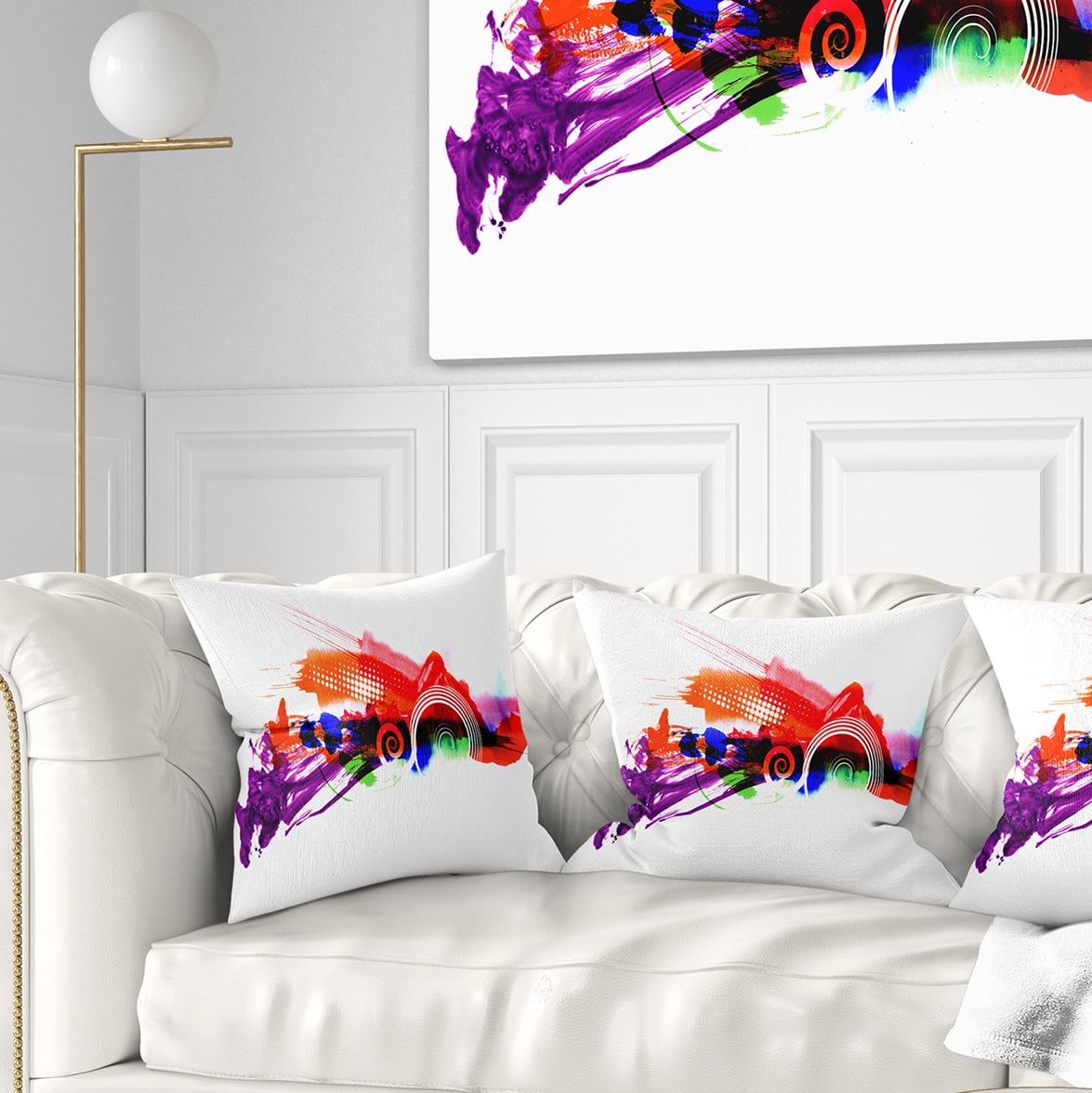 Designart Abstract Splashes of Colors - Abstract Throw Pillow - 16x16