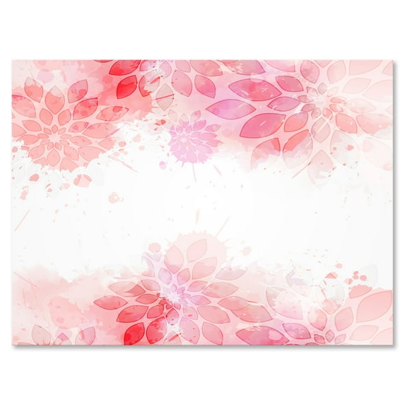 Designart ' Abstract Splashes of Pink Flowers II ' Modern Canvas Wall Art Print