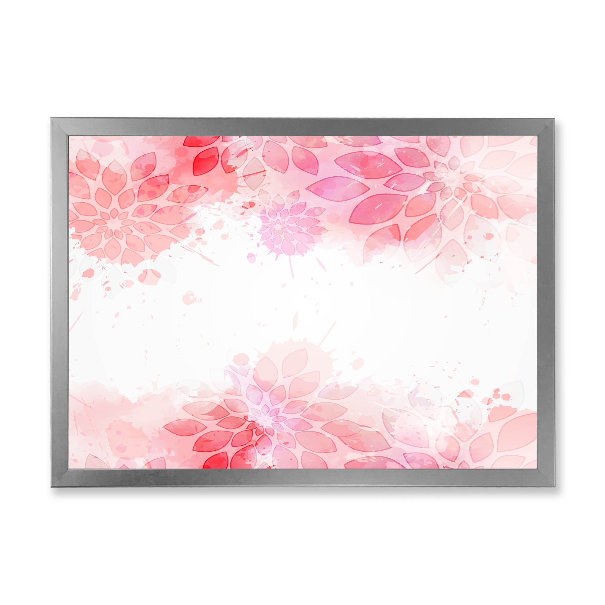 Designart 'Abstract Splashes of Pink Flowers II' Modern Framed Art Print