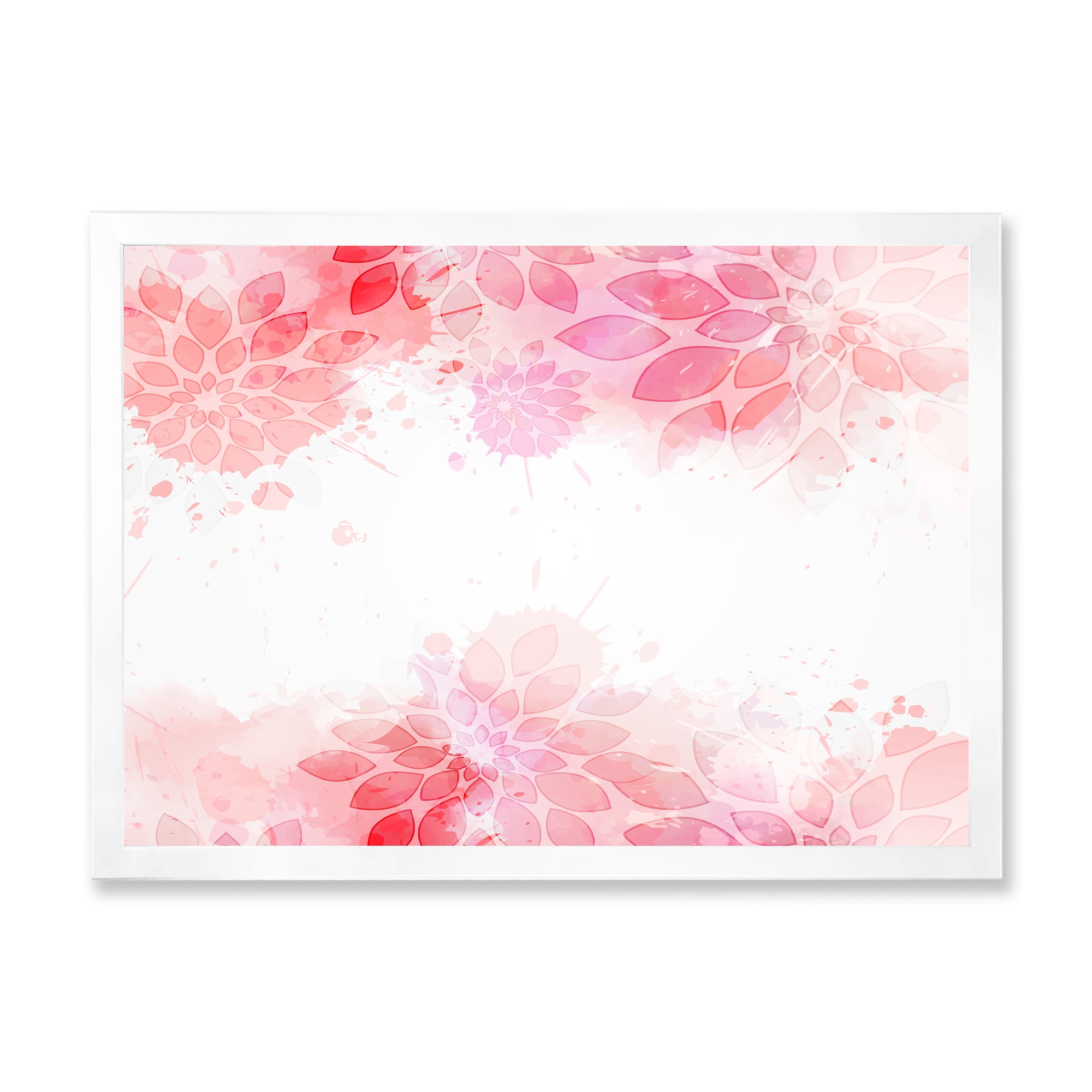 Designart 'Abstract Splashes of Pink Flowers II' Modern Framed Art Print