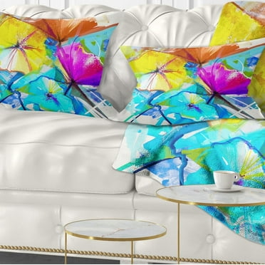 Designart Abstract Spring Flowers Still Life - Floral Throw Pillow - 12x20