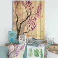 thumbnail image 1 of Designart 'Abstract Spring Purple Flowers On Tree Branches' Traditional Print on Natural Pine Wood, 1 of 5