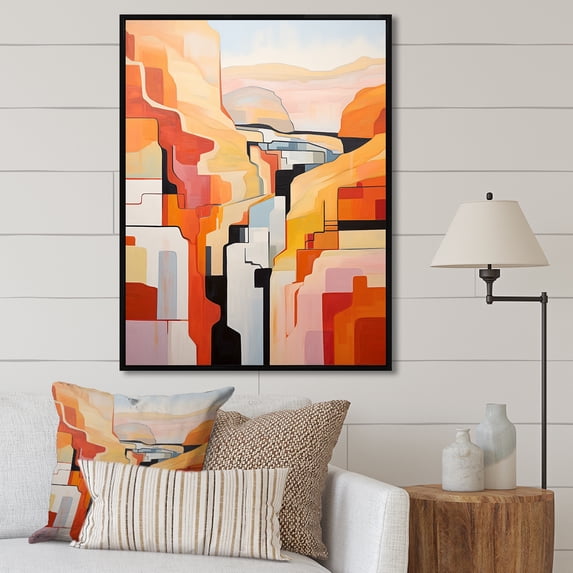 Designart "Abstract Storm In The Canyon Desert I" Canyon Floater Framed Wall Decor