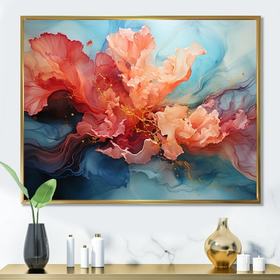Designart "Abstract Storm In Warm And Cool Hues" Storms Floater Framed Canvas Wall Art