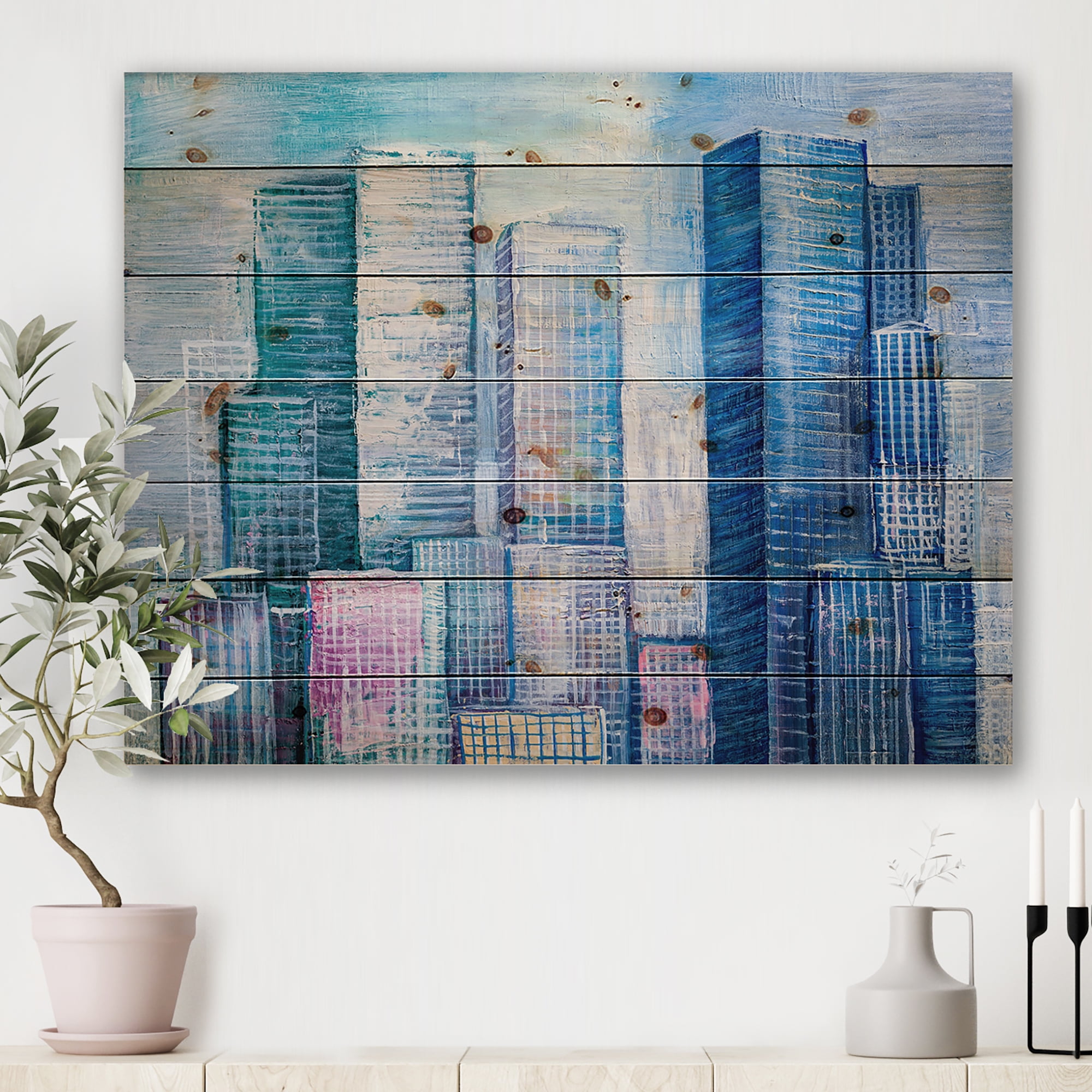 Designart 'Abstract Style Cityscape Panorama Skyscrapers I