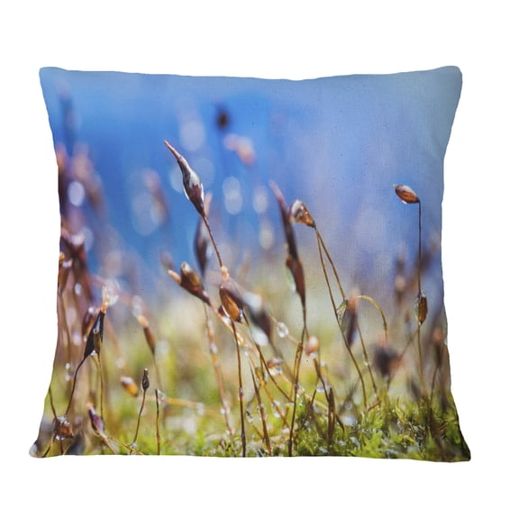 Designart Abstract Summer Spring Moss Flowers - Modern Landscape Printed Throw Pillow - 16x16