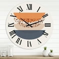thumbnail image 1 of Designart 'Abstract Sun & Moon Geometrics In Blue & Orange' Modern Wall Clock, 1 of 5