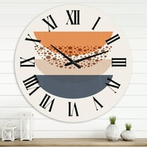 Designart 'Abstract Sun & Moon Geometrics In Blue & Orange' Modern Wall Clock