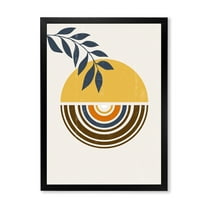Designart 'Abstract Sun and Moon Leaves ' Modern Framed Art Print