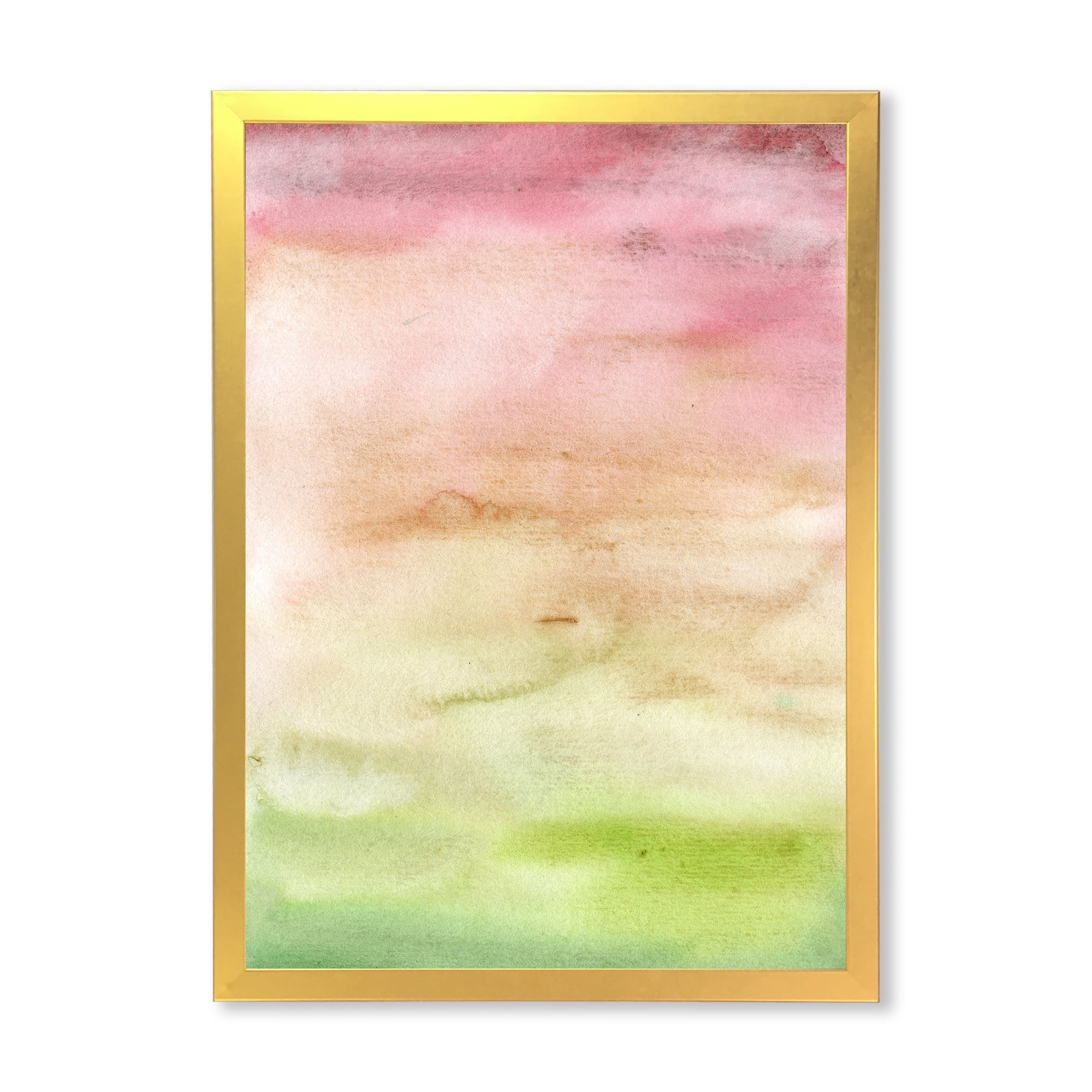 Designart 'Abstract Sunset With Pink Green and Beige' Modern Framed Art Print
