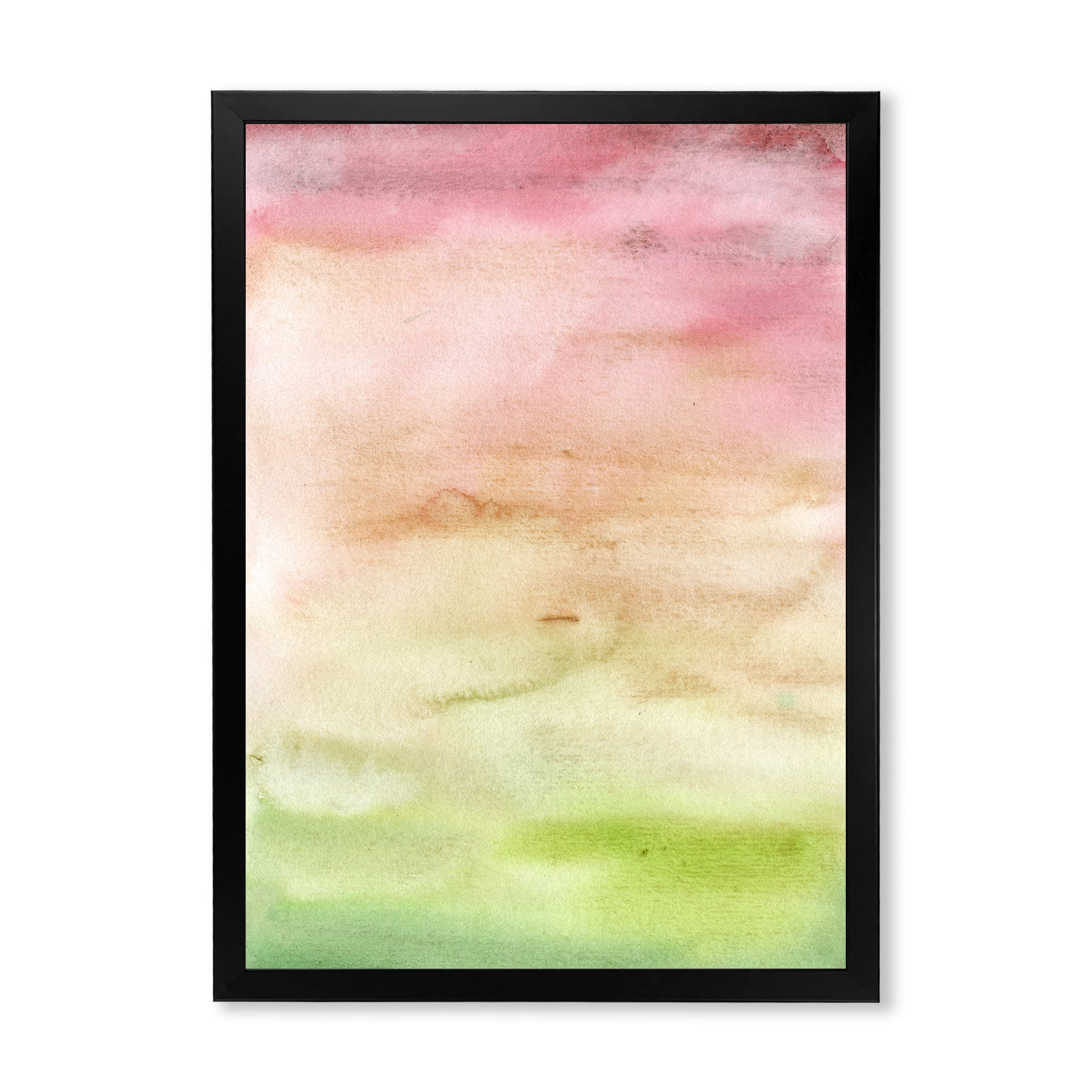 Designart 'Abstract Sunset With Pink Green and Beige' Modern Framed Art Print