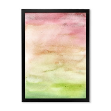 Designart 'Abstract Sunset With Pink Green and Beige' Modern Framed Art Print