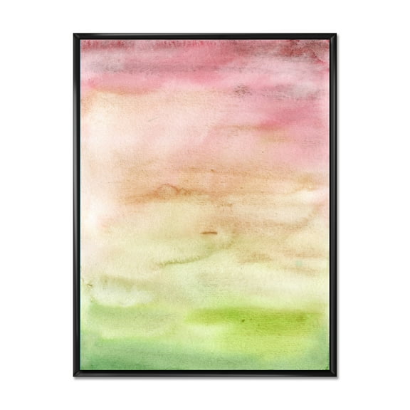 Designart 'Abstract Sunset With Pink Green and Beige' Modern Framed Canvas Wall Art Print