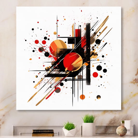 Designart "Abstract Symphony in Red and Black II" Abstract Metal Wall Art