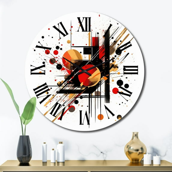 Designart "Abstract Symphony in Red and Black II" Abstract Oversized Wall Clock