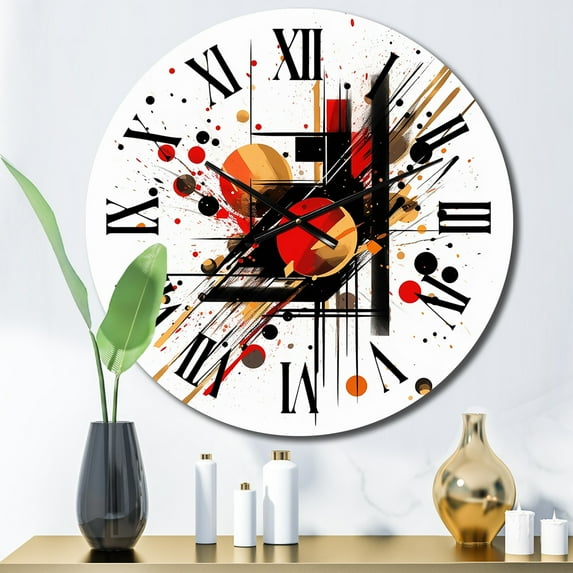 Designart "Abstract Symphony in Red and Black II" Abstract Oversized Wall Clock
