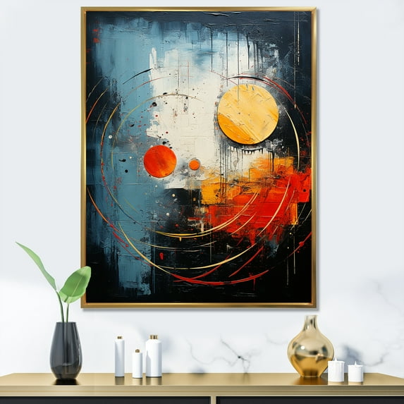 Designart "Abstract Tastes In Red And Blue II" Abstract Shapes Floater Framed Wall Art Prints