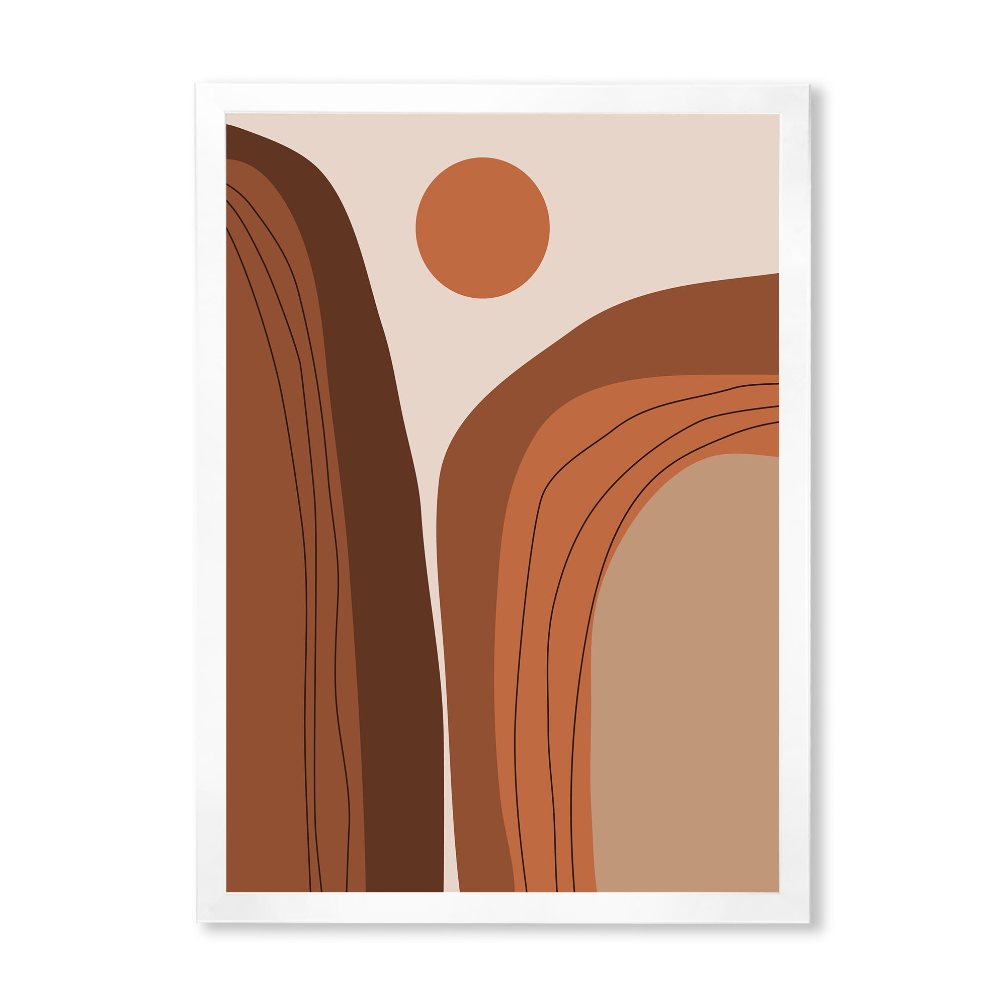 Designart 'Abstract Terracotta Mountain Landscape Sunset ' Modern Framed Art Print