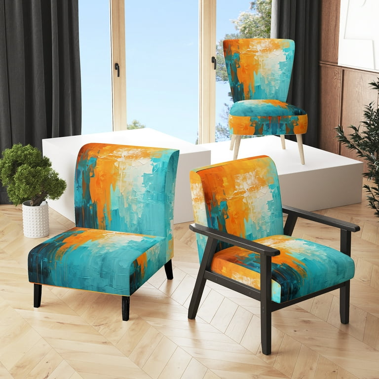 Designart Abstract Thailand Tropical flow Red Modern Upholstered Accent Chair Traditional Arm Chair For Living Room Walmart