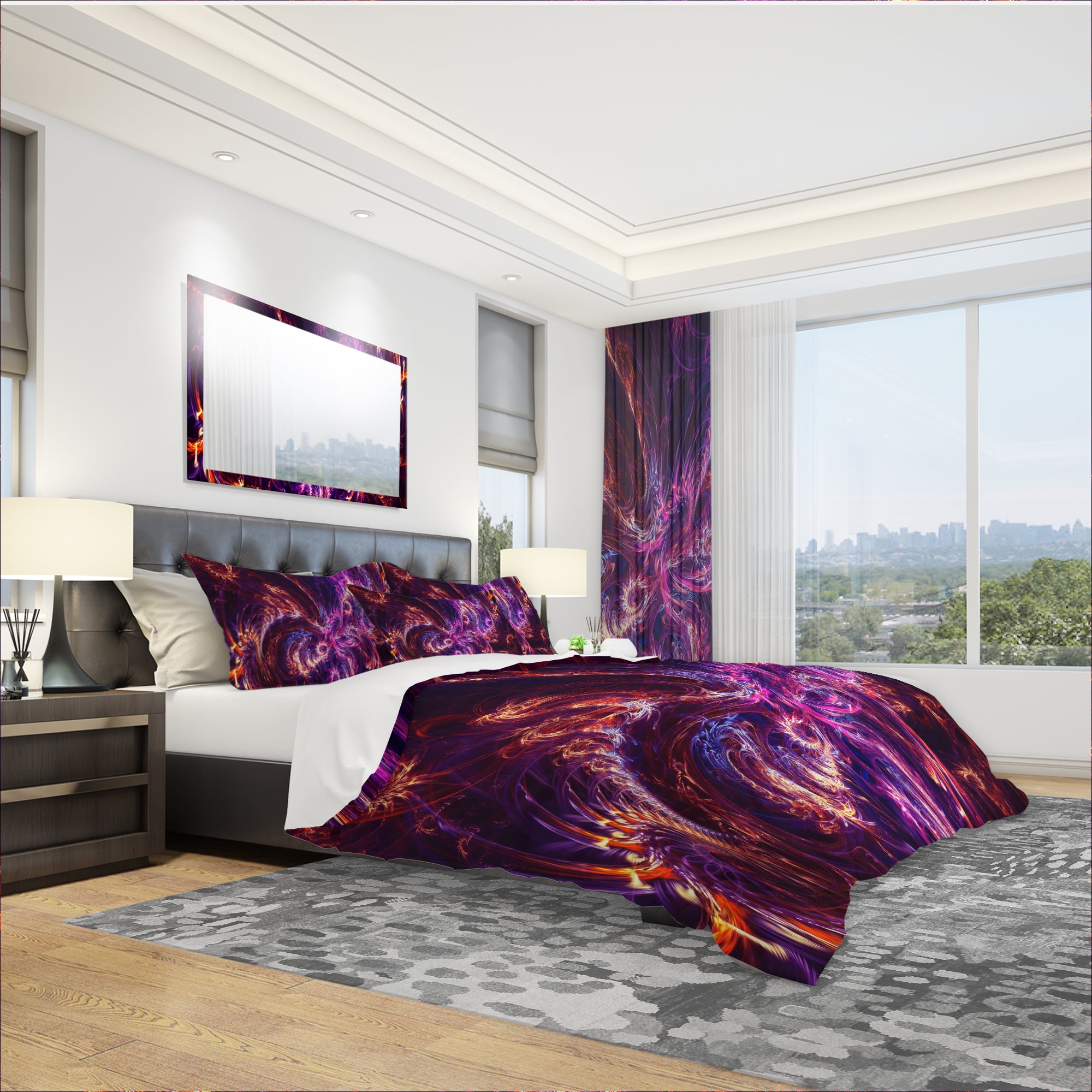 Designart 'Abstract Tidal Wave At Night' Modern & Contemporary Duvet Cover Set