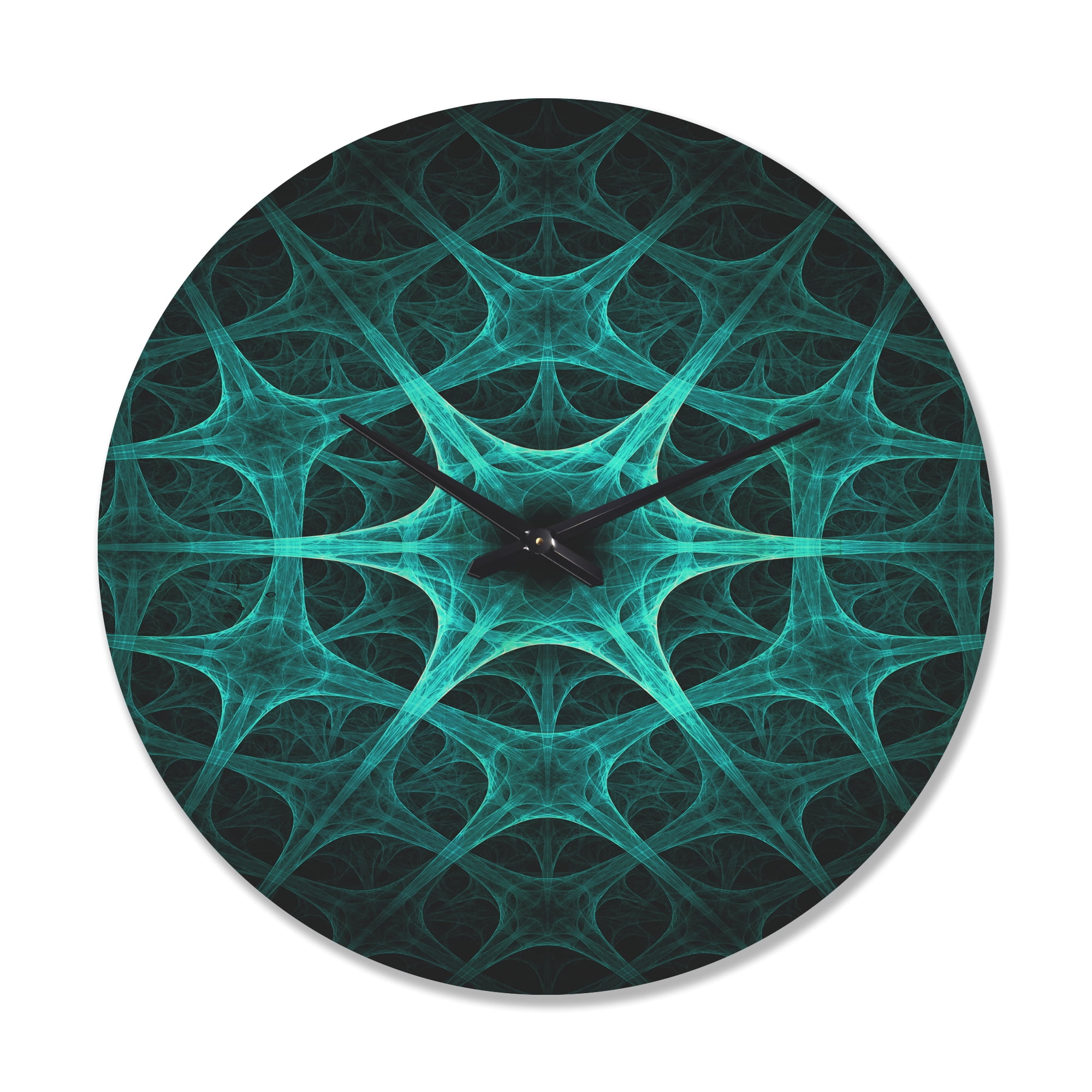 Designart 'Abstract Tourquise Floral Design' Modern Wood Wall Clock