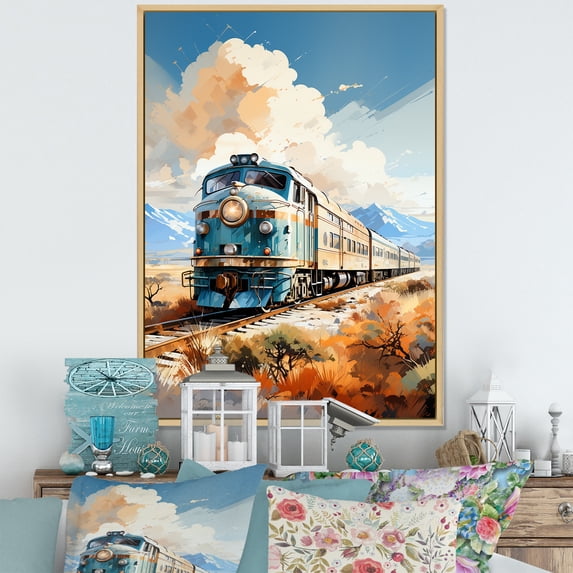 Designart "Abstract Train Sublime Horizon I" Modern Floater Framed Canvas Print