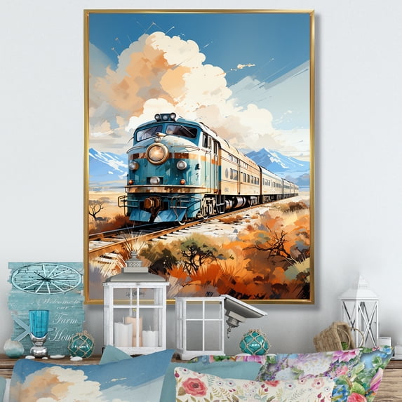Designart "Abstract Train Sublime Horizon I" Modern Floater Framed Canvas Print