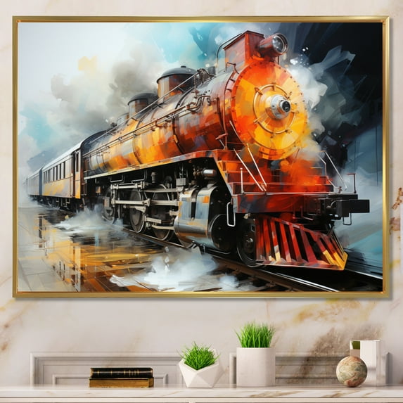 Designart "Abstract Train Translucent flow I" Transportation Floater Framed Wall Decor
