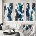 thumbnail image 1 of Designart "Abstract Transcendence Blue and Gold IV" Abstract Painting Framed Wall Art Set Of 3 - Gold Modern Frame Gallery Set For Office Decor, 1 of 6