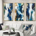 thumbnail image 1 of Designart "Abstract Transcendence Blue and Gold IV" Abstract Painting Framed Wall Art Set Of 3 - Gold Modern Frame Gallery Set For Office Decor, 1 of 6