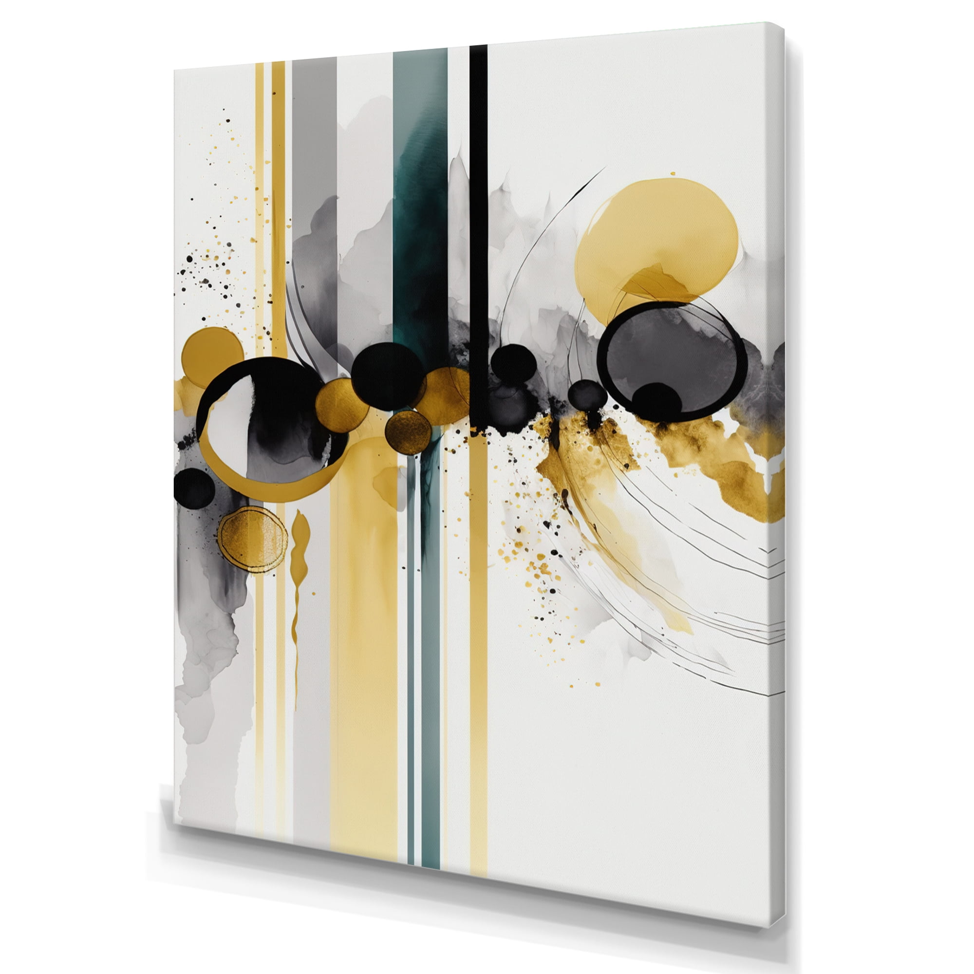 Designart Abstract Transitional Shapes Black I Canvas Wall Art