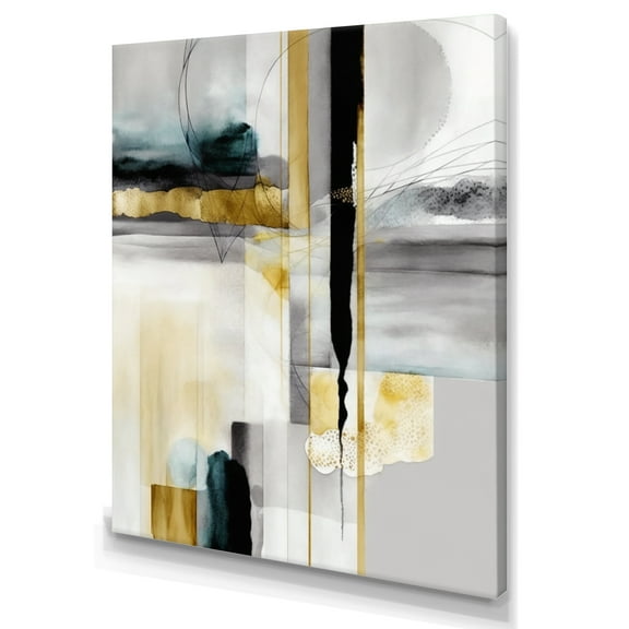 Designart Abstract Transitional Shapes Black IV Canvas Wall Art