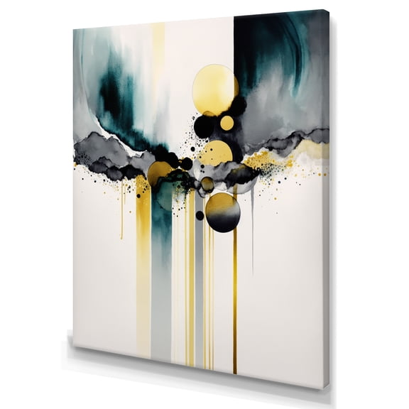 Designart Abstract Transitional Shapes Black V Canvas Wall Art