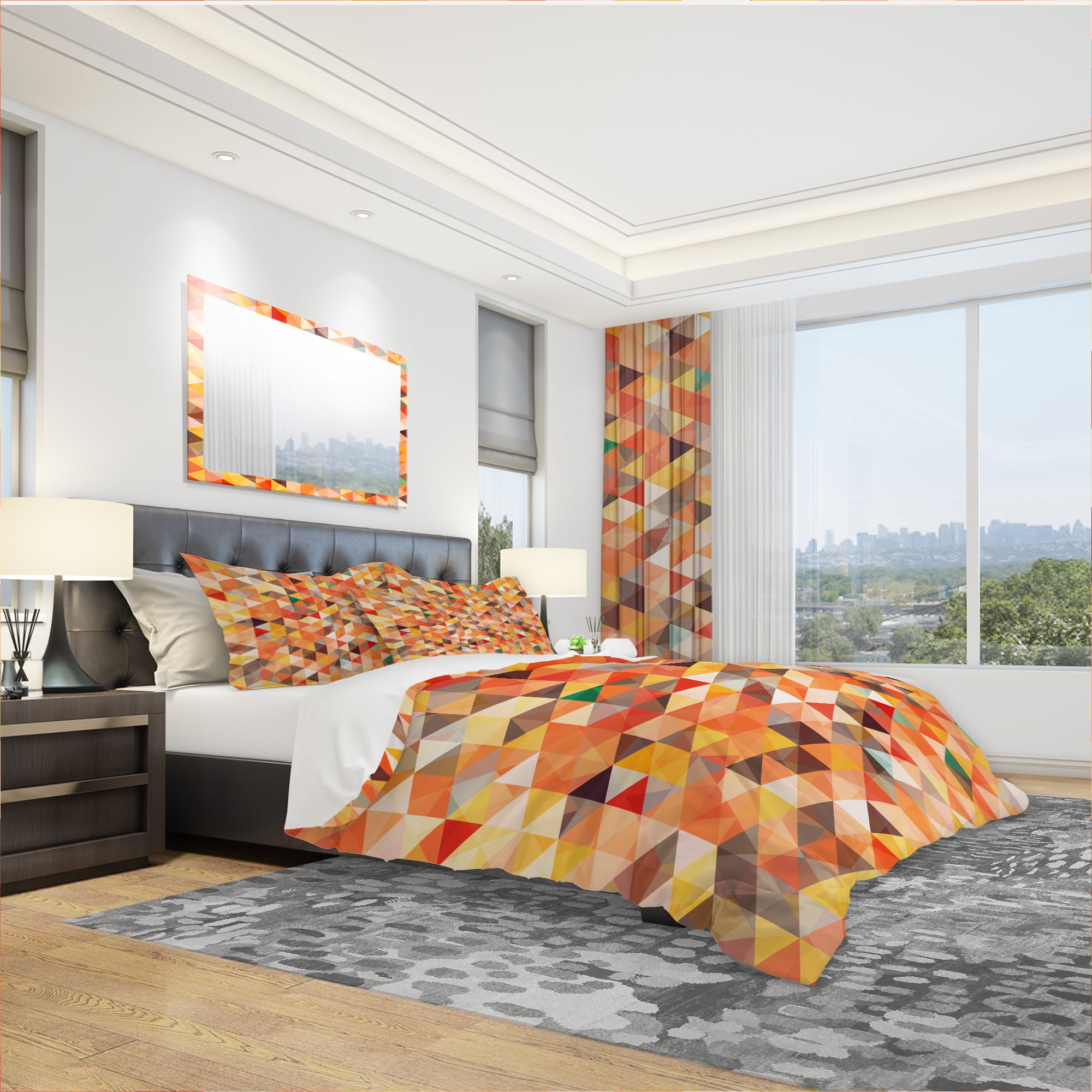 Designart 'Abstract Triangle' Modern Duvet Cover Set
