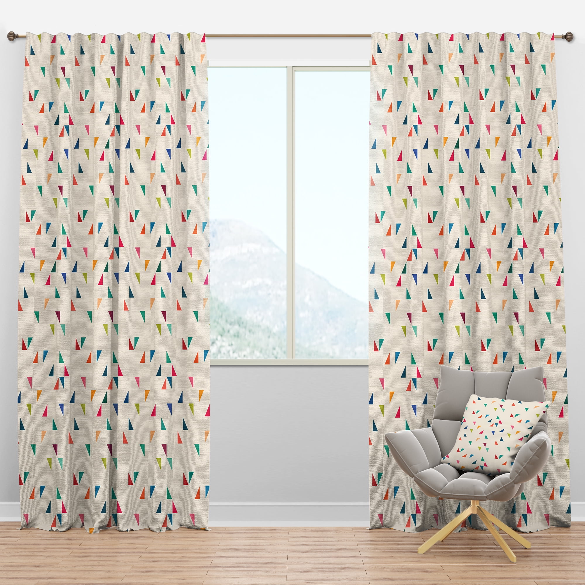 Designart 'Abstract Triangular Shape Retro Pattern I' Mid-Century Modern Blackout Curtain Panel