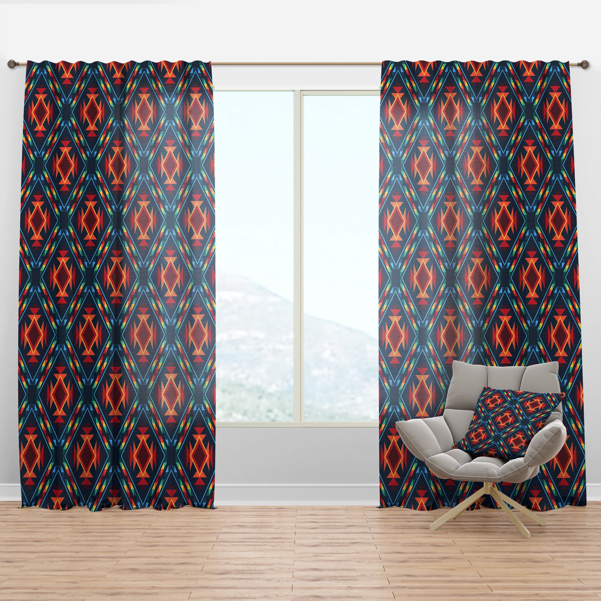 Designart 'Abstract Tribal Pattern' Bohemian & Eclectic Curtain Panel