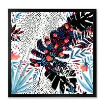 Designart 'Abstract Tropical Floral Patchwork I' Tropical Framed Art Print