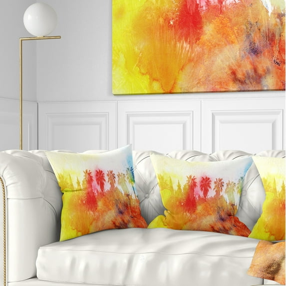 Designart Abstract Tropical Landscape - Abstract Throw Pillow - 16x16