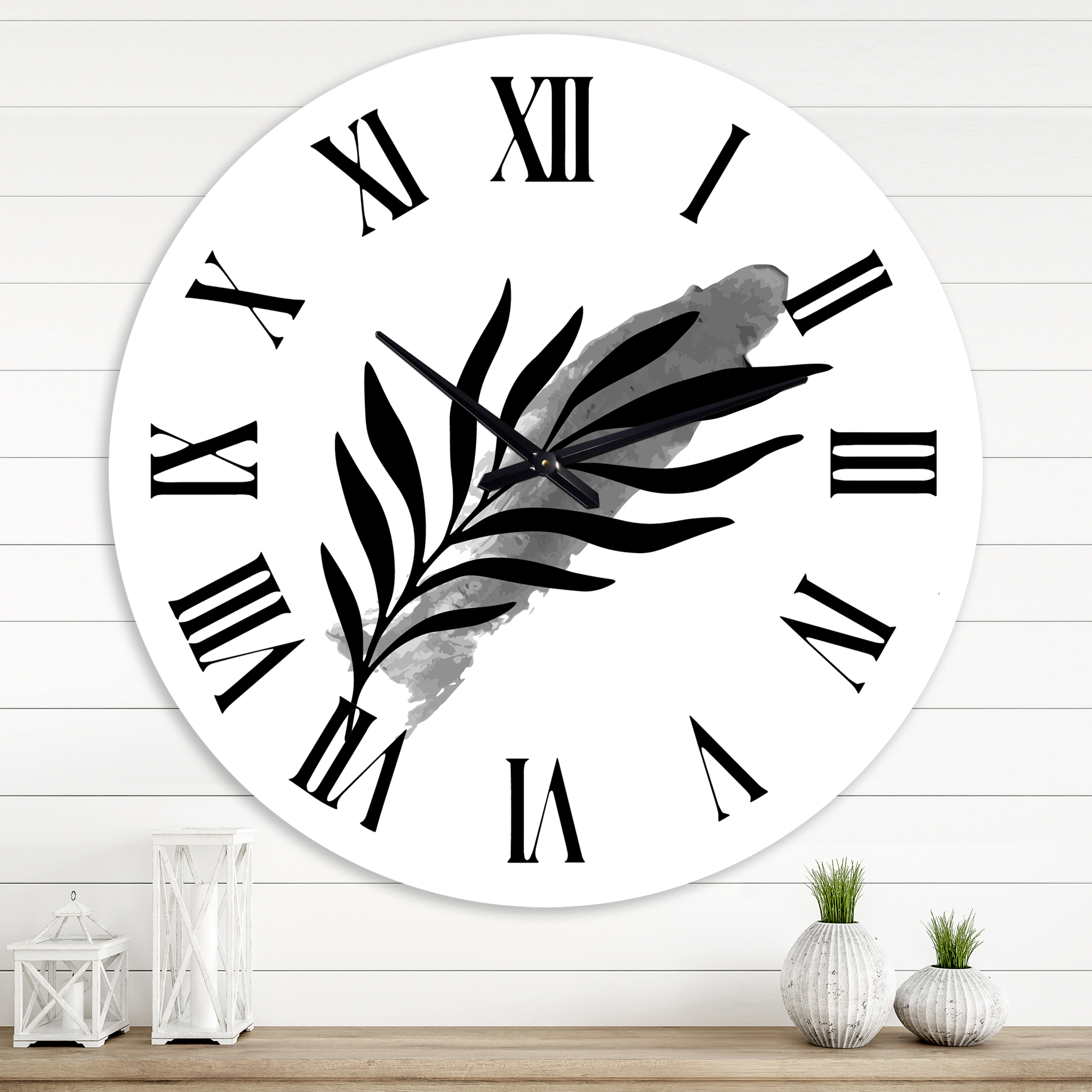 Designart 'Abstract Tropical Leaf I' Modern Wall Clock