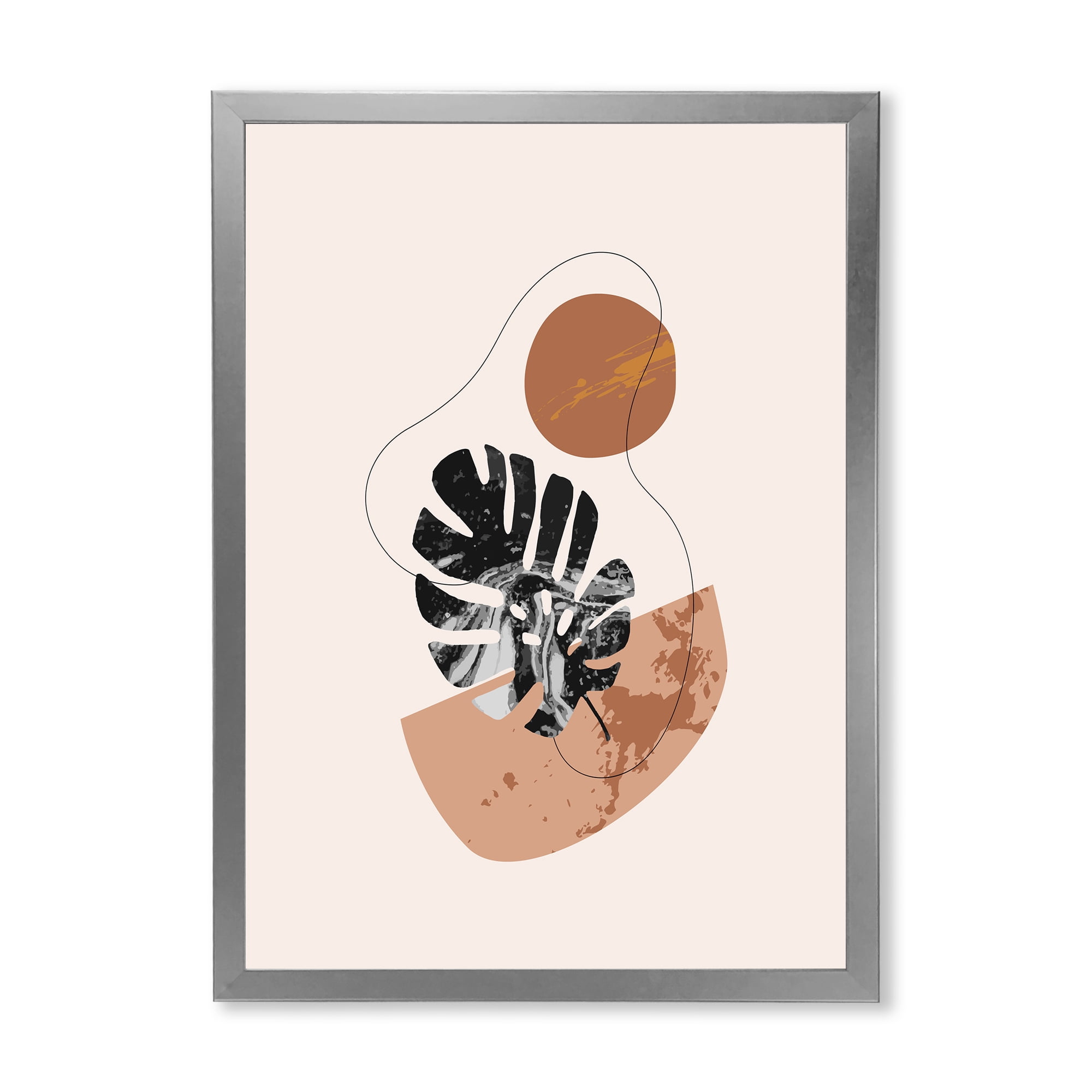 Designart 'Abstract Tropical Monstera Shapes and Leaves' Modern Framed Art Print