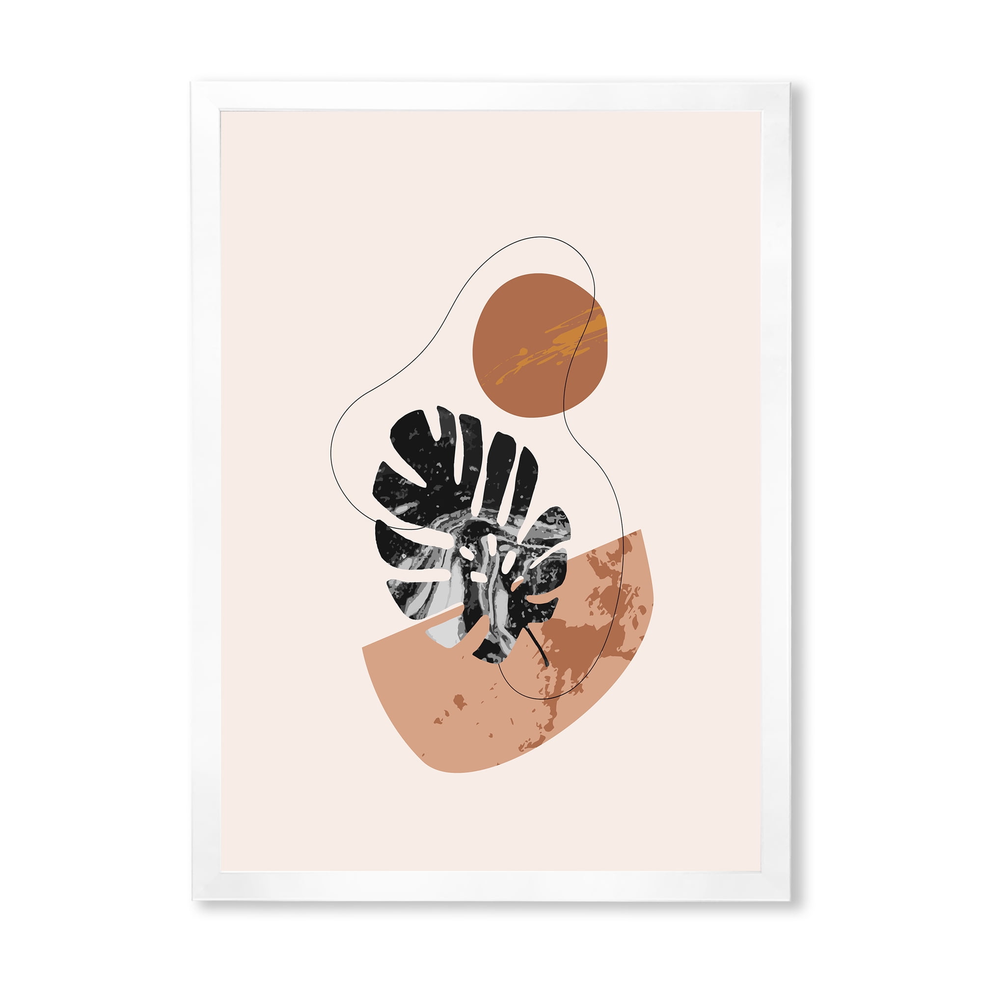 Designart 'Abstract Tropical Monstera Shapes and Leaves' Modern Framed Art Print