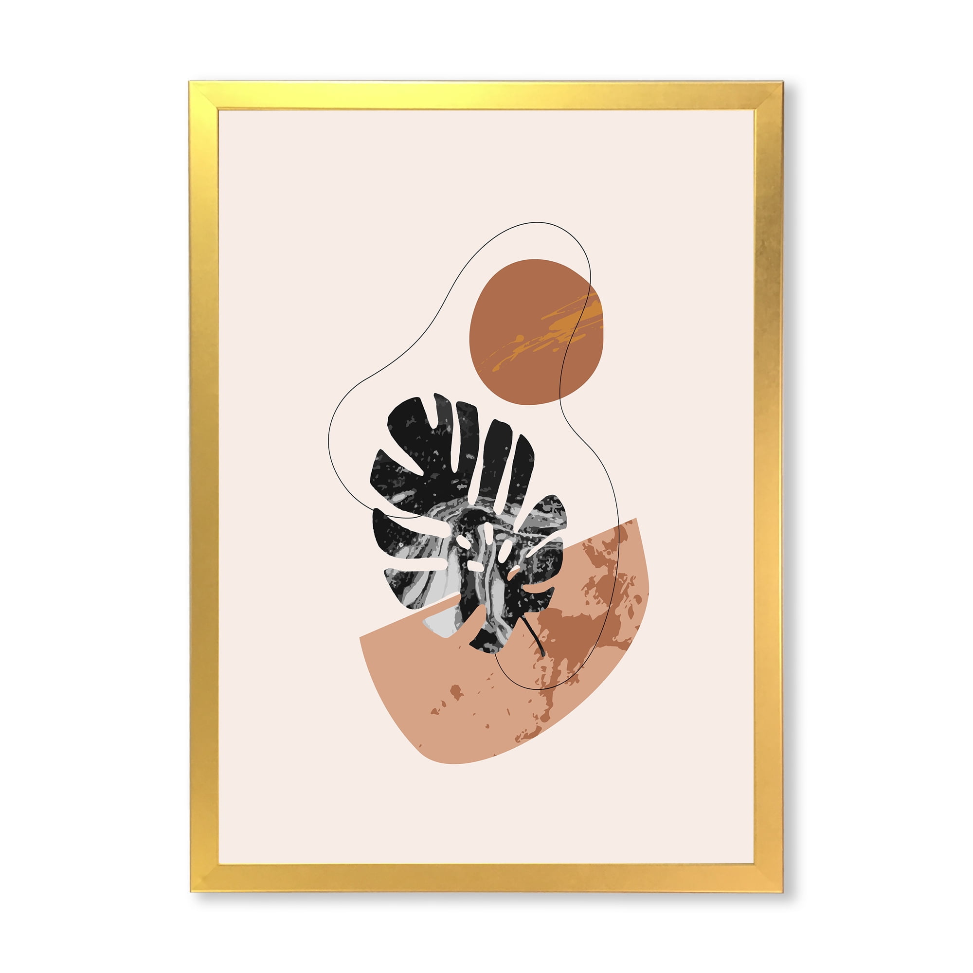 Designart 'Abstract Tropical Monstera Shapes and Leaves' Modern Framed Art Print