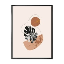 Designart 'Abstract Tropical Monstera Shapes and Leaves' Modern Framed Canvas Wall Art Print
